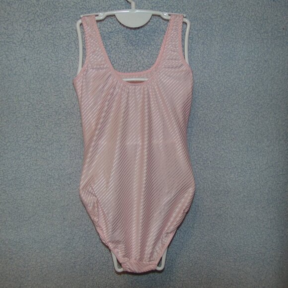 Evan-Picone Pink Striped Leotard L - Picture 3 of 7